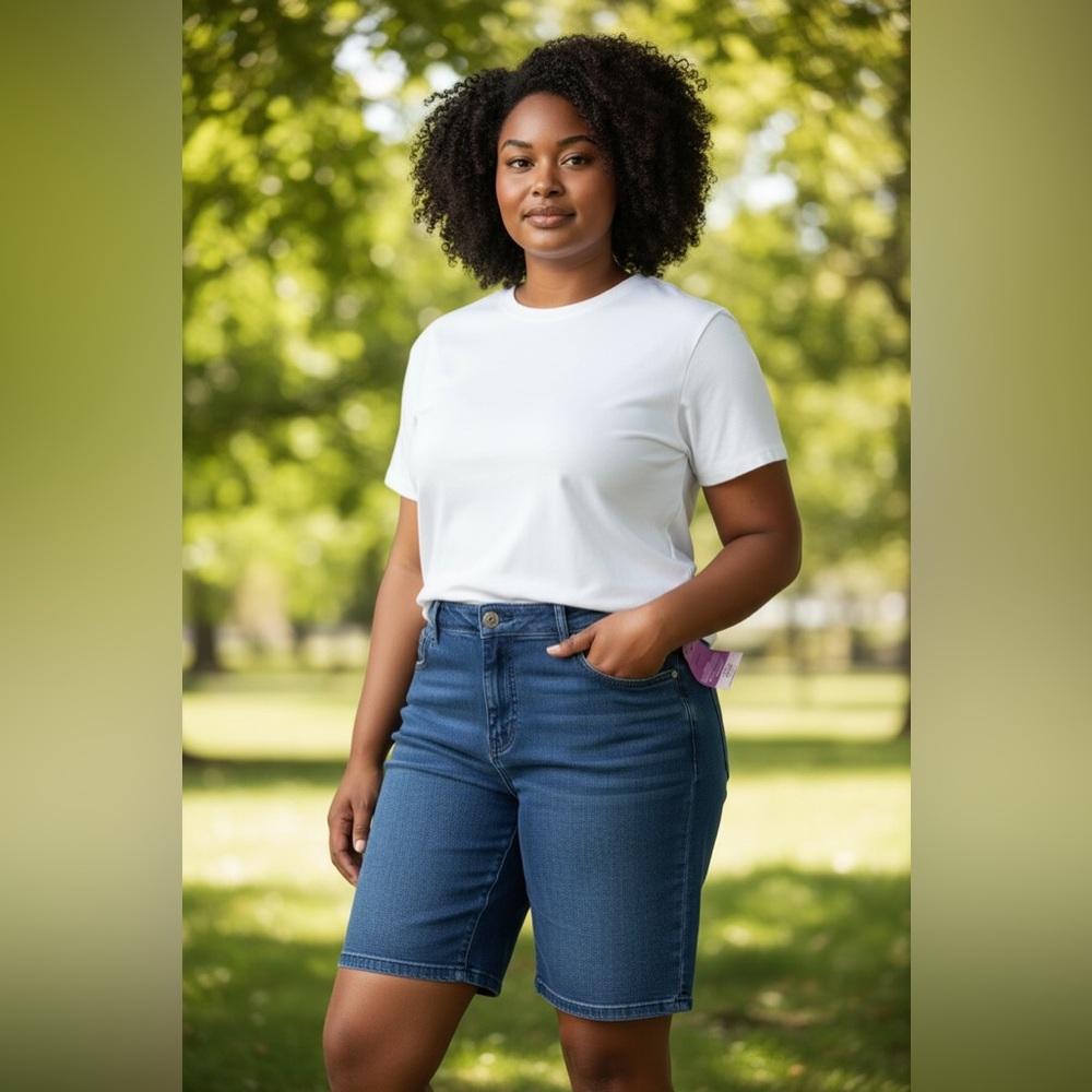 Riders by Lee Plus Size 20W Denim Bermuda Shorts - High Rise & Stretchy!